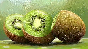 新鲜切开的猕猴桃特写