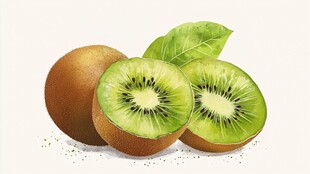 新鲜猕猴桃 整颗与切片展示