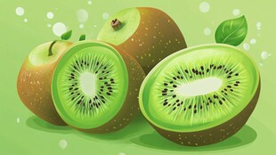 新鲜猕猴桃插画展示