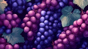 紫葡萄与绿叶的梦幻组合