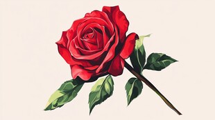 娇艳红玫瑰插画