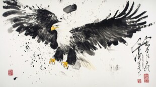 水墨雄鹰展翅图