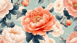 复古风盛开的多彩牡丹花