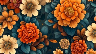 绚丽花卉图案 复古风满满