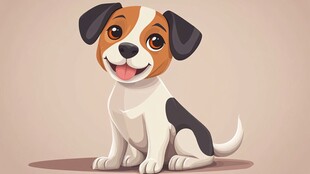 可爱三色小狗萌趣插画