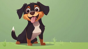 可爱小狗草地吐舌卖萌