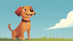 草地上的欢乐小狗