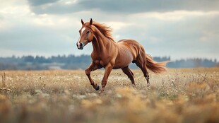 旷野中奔腾的矫健骏马