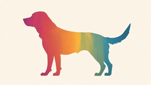 彩虹色狗狗剪影图案