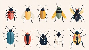 多彩甲虫插画集合