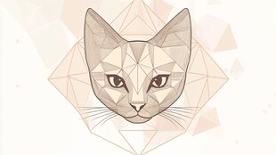 几何风格猫咪头像插画