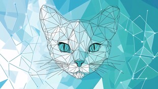 几何线条勾勒的猫咪头像