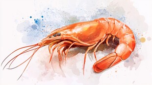 水彩绘大虾 鲜活色彩呈现