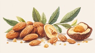 杏仁坚果插画 新鲜诱人