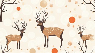 冬日鹿影 自然温馨插画