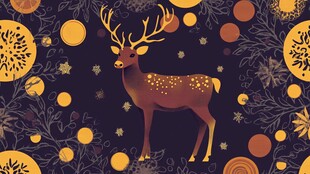 梦幻圣诞风驯鹿装饰图案