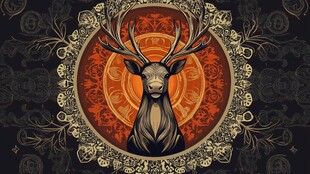 鹿头图腾装饰艺术插画