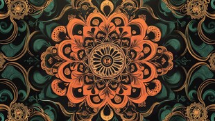 复古曼陀罗花纹图案设计