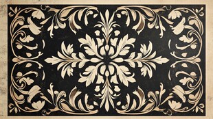 古典黑底金花纹饰图案