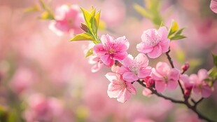 粉嫩桃花枝头绽