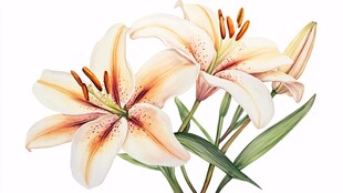 优雅百合花插画