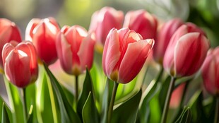 粉色郁金香绽放的美丽瞬间