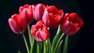 娇艳红郁金香绽放