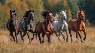 群马秋日草原奔腾图