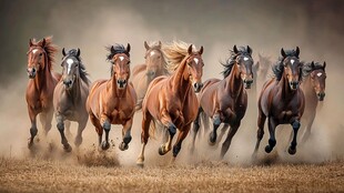 万马奔腾草原间