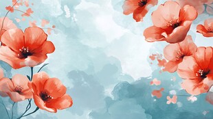 水彩风橙花背景图