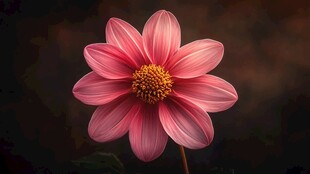 娇艳粉色大丽花特写