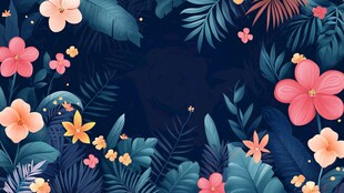 热带花卉植物背景图案