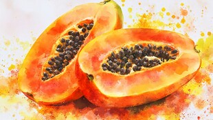 水彩绘木瓜 色彩明艳诱人