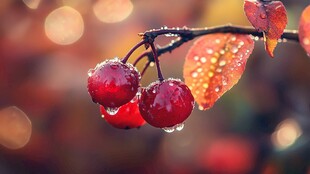 带露红果挂枝秋意浓