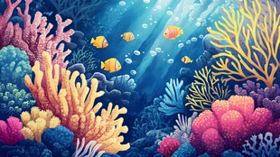 梦幻海底世界的缤纷珊瑚鱼