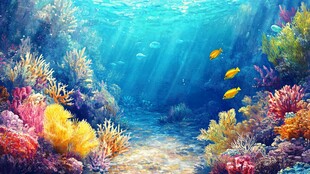梦幻海底珊瑚与游鱼世界