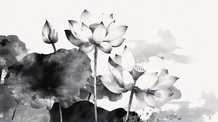 水墨荷花图