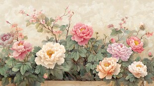 国色牡丹花卉精美插画