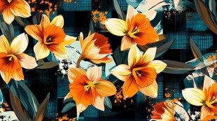 橙黄花卉图案背景设计