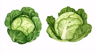 两颗鲜美的圆白菜插画