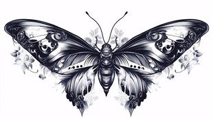 黑白蝶影 精致花纹艺术图