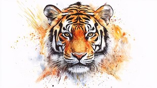 水彩绘虎 野性与艺术碰撞