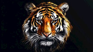 威风凛凛老虎头部特写