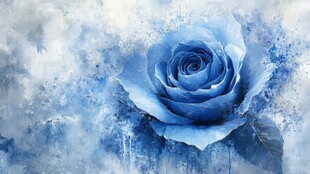 梦幻蓝玫瑰 水彩风花卉