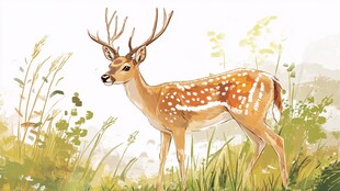 森林中的优雅梅花鹿