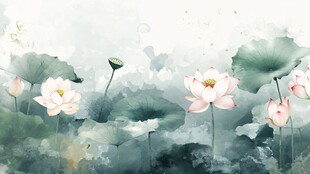 水墨荷花图 清新雅致意境美