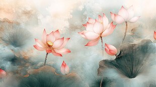 水墨荷花 清雅诗意的绽放