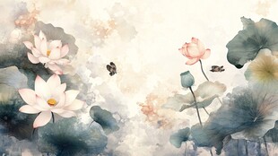 水墨荷花图 灵动自然之美