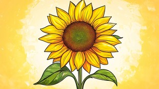 向日葵插画 阳光与生机