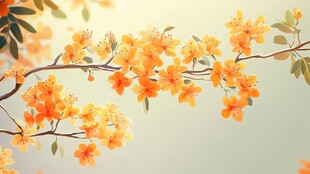橙黄繁花满枝春意浓